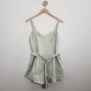 House of Harlow 1960 Nicola Linen Blend Romper Sage Green XLarge